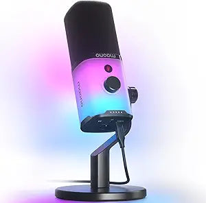 MAONO XLR/USB Gaming Microphone with Software, RGB Dynamic PC Microphone for Podcast Streaming, Vocal Recording, Noise Cancelling Computer Microphone, Volume Control Button