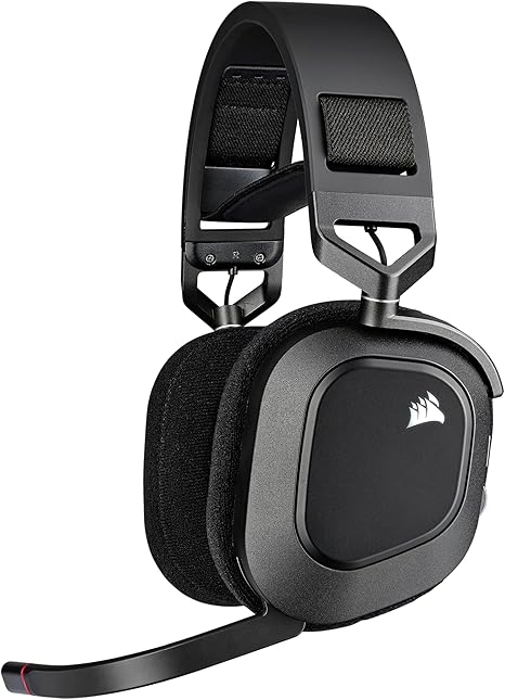 CORSAIR HS80 RGB Wireless Multi-Platform Gaming Headset, Dolby Atmos, Lightweight & Comfortable Design, Broadcast-Quality Microphone, Compatible with iCUE, PC, Mac, PS5, PS4 - Black
